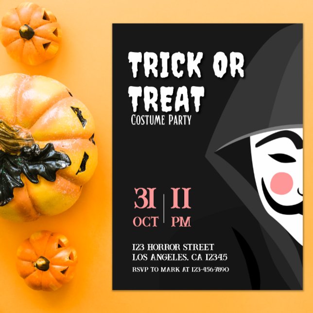 Convites Trick ou Trate Mysterious Halloween Costume Party  (Criador carregado)