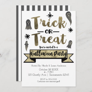 Convites Trick ou Trate o Ghost Chic Modern Halloween Party