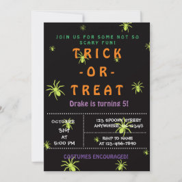 Convites Trick ou Treat, Aranhas Halloween, Spooky