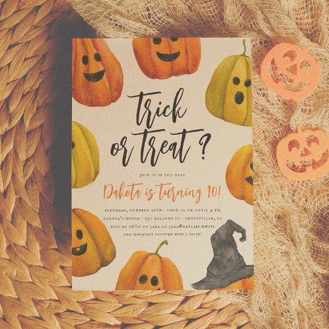 Convites Trick ou Treine a Festa de aniversário de Abóbora  (Criador carregado)