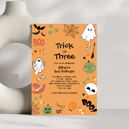 Convites Trick ou Treine o aniversário de 3 anos de Hallowe