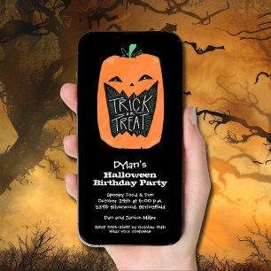 Convites Trick ou Treine Pumpkin Halloween Aniversário