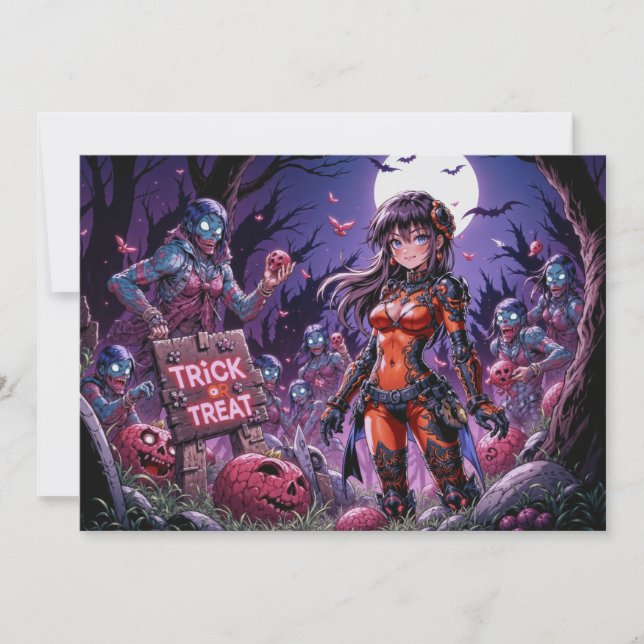 Convites Trick ou Treine Zombies Halloween Entregando o Cér (Frente)