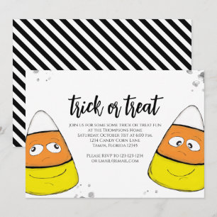 Convites Tricolor de Halloween, Doce, Roteiro de Travessura