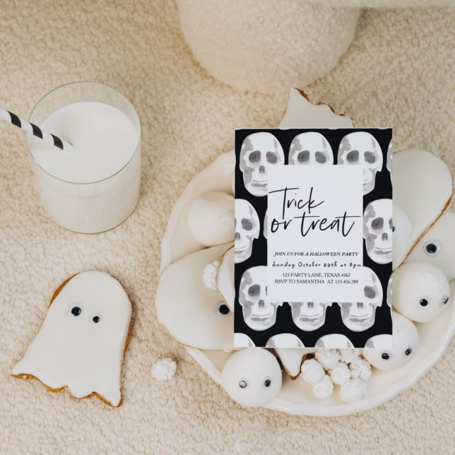 Convites Tricou ou Travessura de Caveira Assustadora | Fest (Criador carregado)