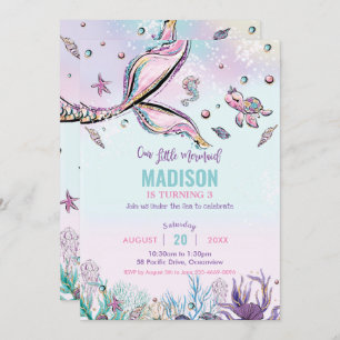 Convites Trilha de Sereia Whimsical Sob O Aniversário Do Ma
