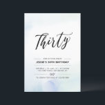 Convites Trinta | Azul aniversário de 30 anos Parte Waterco<br><div class="desc">Celebre seu dia especial com este simples convite de festas mínimo de aniversário de 30 anos. Este design apresenta um script de na moda com a letra "Trinta" com um fundo de lavagem de cor d'água com pasta azul e menta. Mais convites para aniversários adultos e material de festa estão...</div>