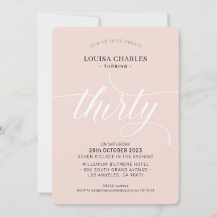 Convites TRINTA e elegante escritura chic de aniversário ro