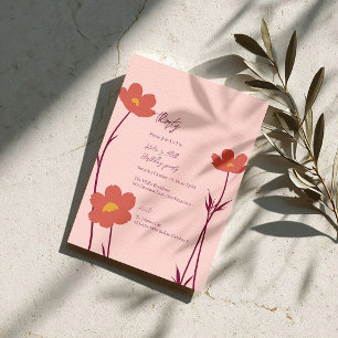 Convites Trinta Floral Rosa Minimal Aniversário de 30 anos