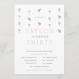 Convites Trinta Martini Milestone Aniversário