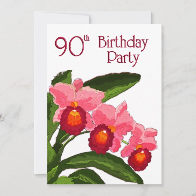 Convites Trio da festa de aniversário 90 de Cattleyas (Frente)