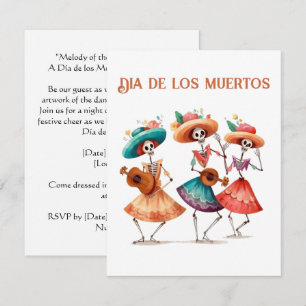 Convites Trio de Calavera Dançante do Dia de los Muertos