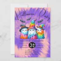 Trio de Fantasmas de Halloween Gravata Tinta Mão D