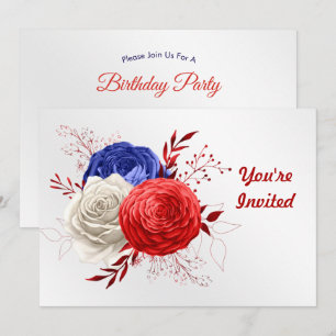 Convites Trio de Flores Patrióticas de Aniversário