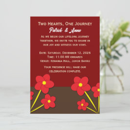 Convites Trio de Flores Vermelhas Minimalistas Design