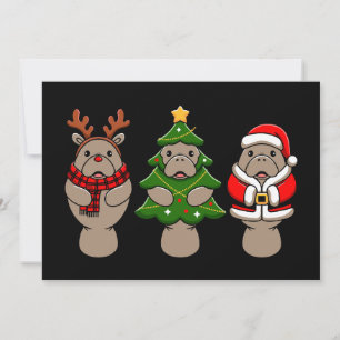 Convites Trio de peixes-boi de Natal Papai Noel Rena Árvore