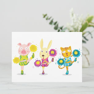 Convites Trio de Porco, Coelhinho e Gato