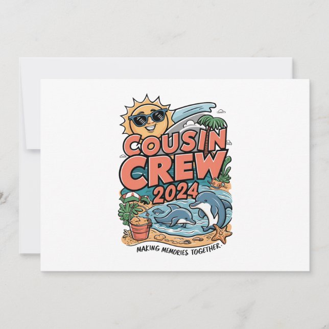 Convites Trip da Prima 2024 Summer Vacation Beach Family (Frente)