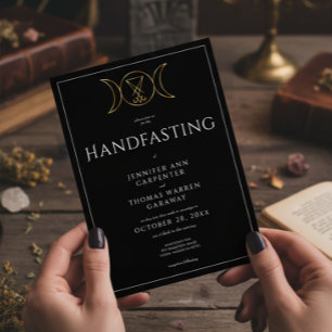 Convites Tripla Deusa Wiccan Moon Black Handfast