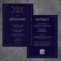 Tripla Deusa Wiccan Moon Blue Weding Two Sided