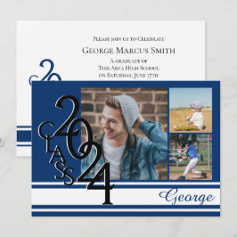 Convites Triplagem Tripla de Graduação Azul Varsity 2024