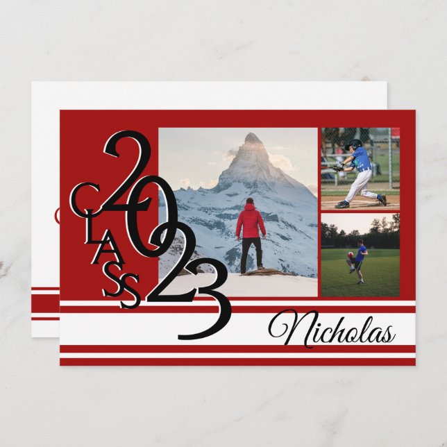 Convites Triplagem Tripla Vermelha Varsity 2023 (Frente/Verso)