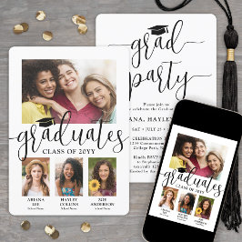 Convites Triple Graduation 3 Photos Joint Party