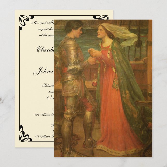 Convites Tristan e Isolde por Casamento de Waterhouse JW (Frente/Verso)