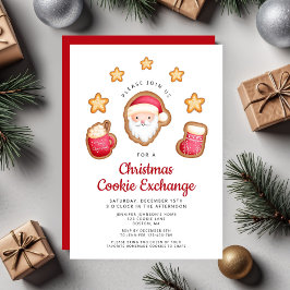 Convites Troca de Biscoitos de Natal do Papai Noel Vermelho