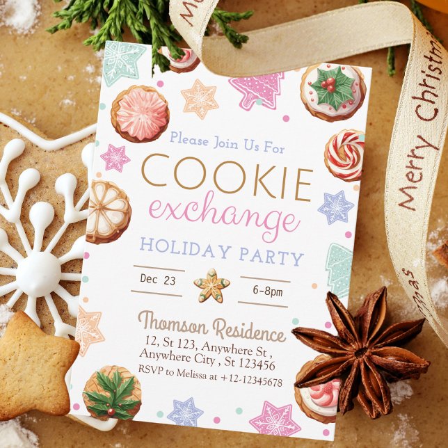 Convites Troca de Cookies de Aquarela de Natal (Criador carregado)