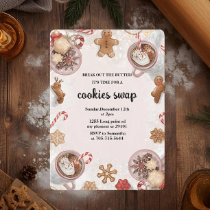 Convites Troca de Cookies de Natal Rosa