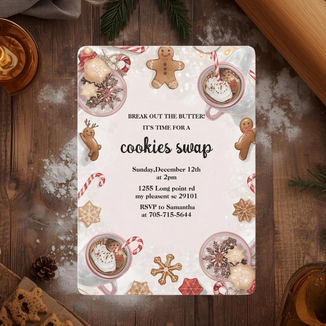 Convites Troca de Cookies de Natal Rosa (Criador carregado)
