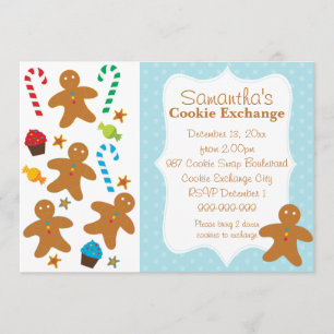 Convites Troca de Cookies Feriados de Gingerbread