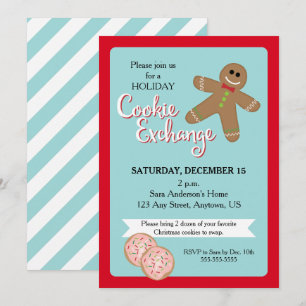 Convites Troca de Cookies Feriados, Homem Gingerbread