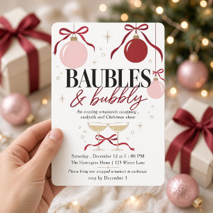 Convites Troca de Enfeites de Natal Baubles e Bubbly