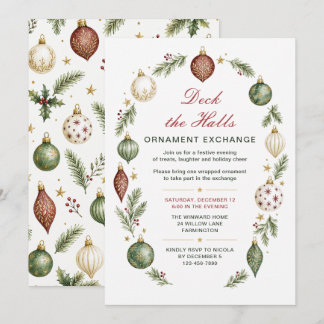 Convites Troca de Enfeites de Natal Deck the Halls