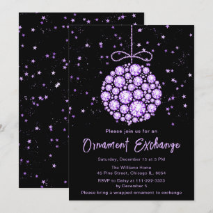 Convites Troca de Enfeites de natal Roxo Glam