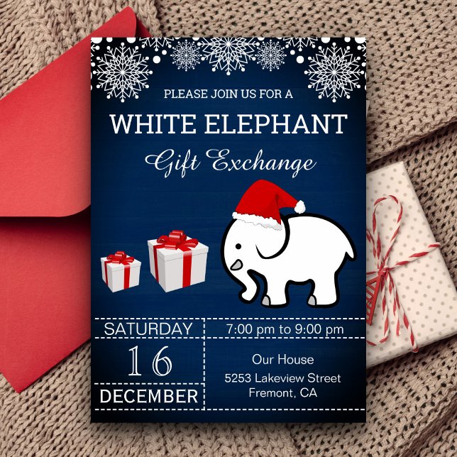 Convites Troca de presentes de elefante branco de Natal fer (Criador carregado)