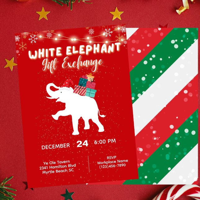 Convites Troca de presentes de elefante branco de Natal fer (Criador carregado)