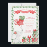 Convites Troca de presentes de Natal com Elefante Branco<br><div class="desc">Este belo convite para troca de presentes de Elefante Branco apresenta um design de elefante com uma festiva borda sagrada. O centro do convite tem todos os detalhes da festa em vermelho sobre um fundo branco brilhante. A hora e o lugar são destacados em balões verdes e vermelhos. A parte...</div>