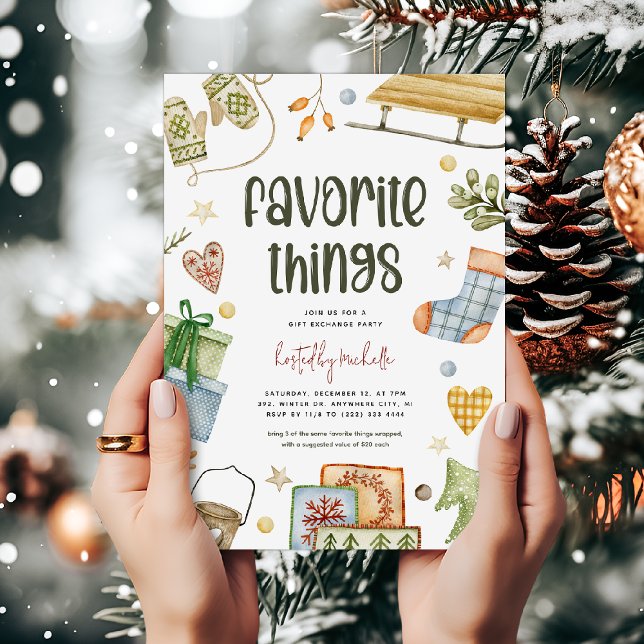 Convites Troca de presentes de Natal das 'coisas favoritas' (Criador carregado)