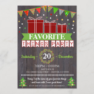 Convites Troca de Presentes de Natal de Coisas Favoritas