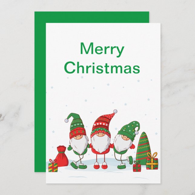 Convites Troca de presentes de Natal Gnomo (Frente/Verso)