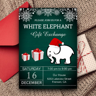 Convites Troca de Presentes Natalinos Branco Elefante