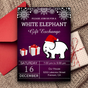 Convites Troca de Presentes Natalinos Branco Elefante