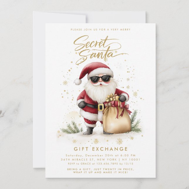 Convites Troca de Presentes Secreta de Natal (Frente)