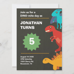 Convites Trocadilho de festa de aniversário dinossauro