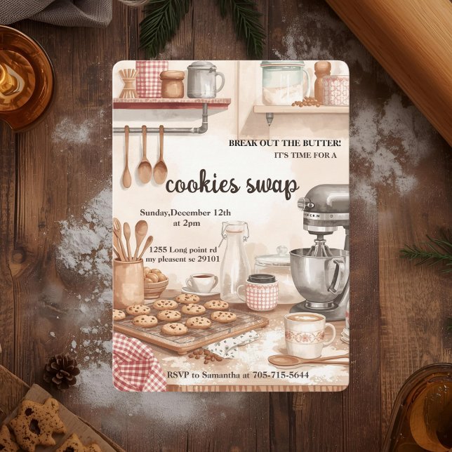 Convites “Trocando Cookies na Cozinha Rústica  (Criador carregado)