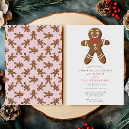Convites Trocas de Biscoito Homem de Gengibre Rosa Natal