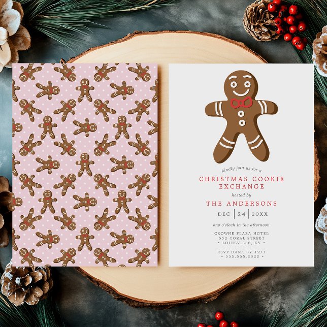 Convites Trocas de Biscoito Homem de Gengibre Rosa Natal (Criador carregado)